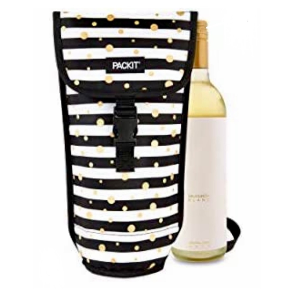 PackIt Freezable Wine Bag | Celebration Dot | Black & White Stripes